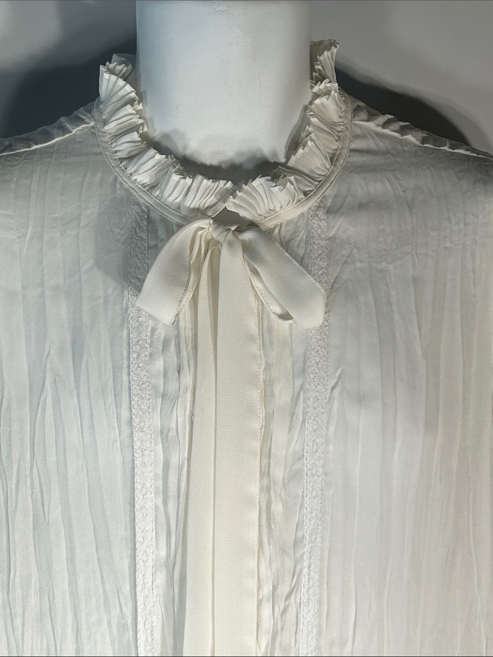 Melissa Paige SZL Ivory Georgette Blouse Career Romantic Wardrobe Staple Cottage - Picture 3 of 10
